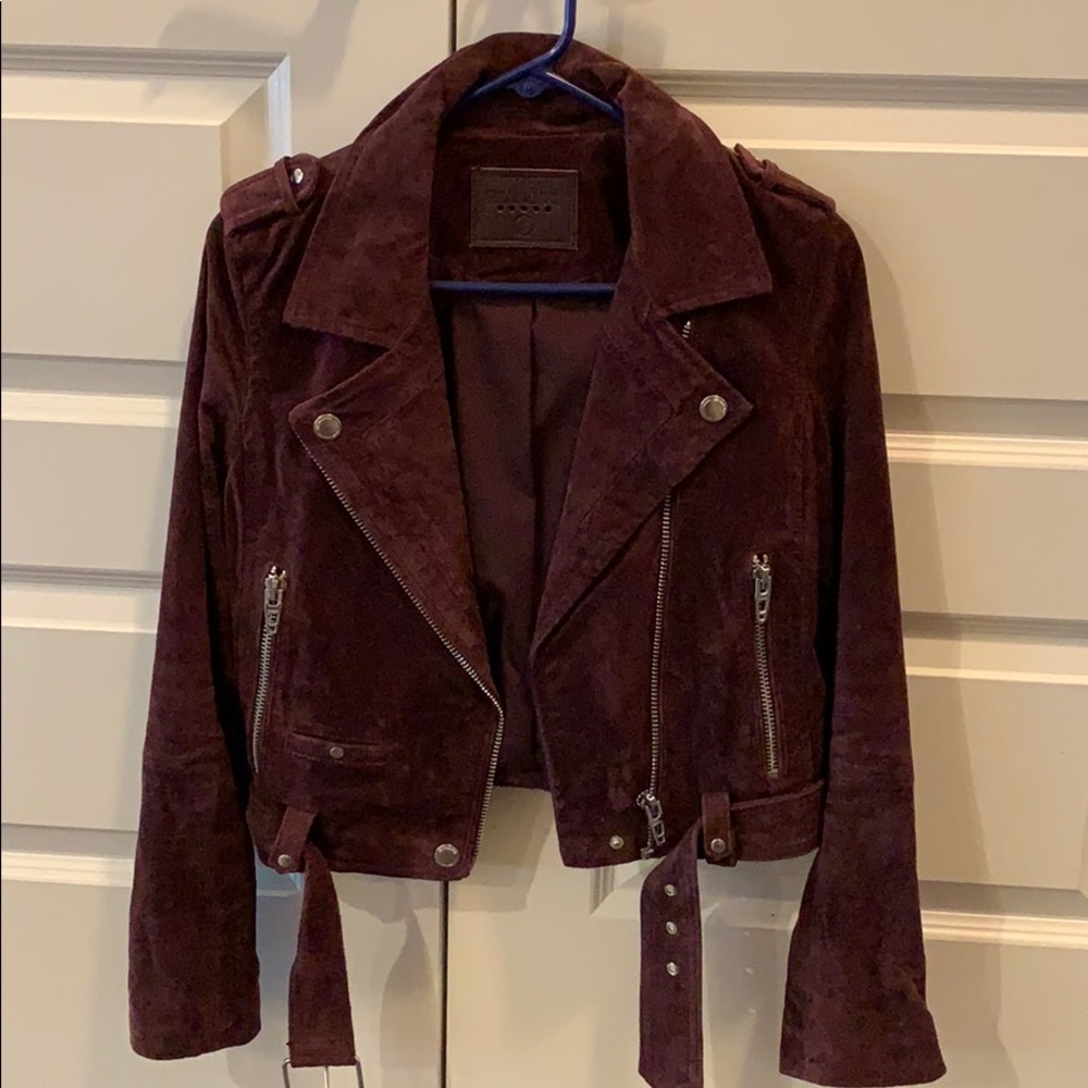 Blank NYC Small Maroon Suede Moto Jacket